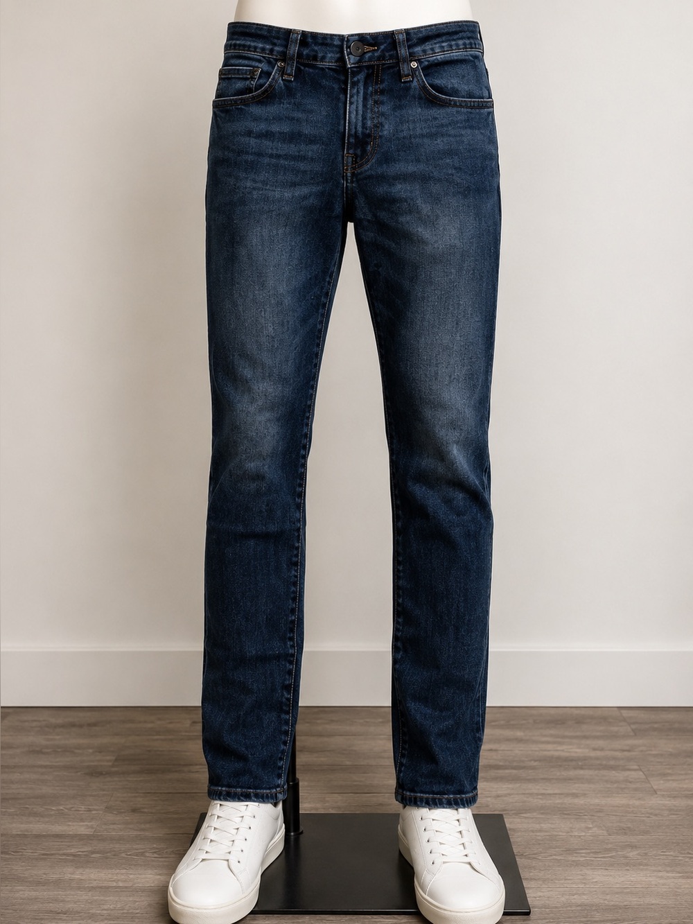 Mens Skinny Jeans 30x32 Dark Wash Distressed Faded Denim